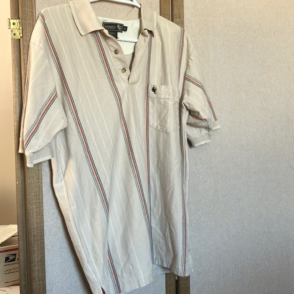 FINAL MARKDOWN Beige Striped Men's Shirt large